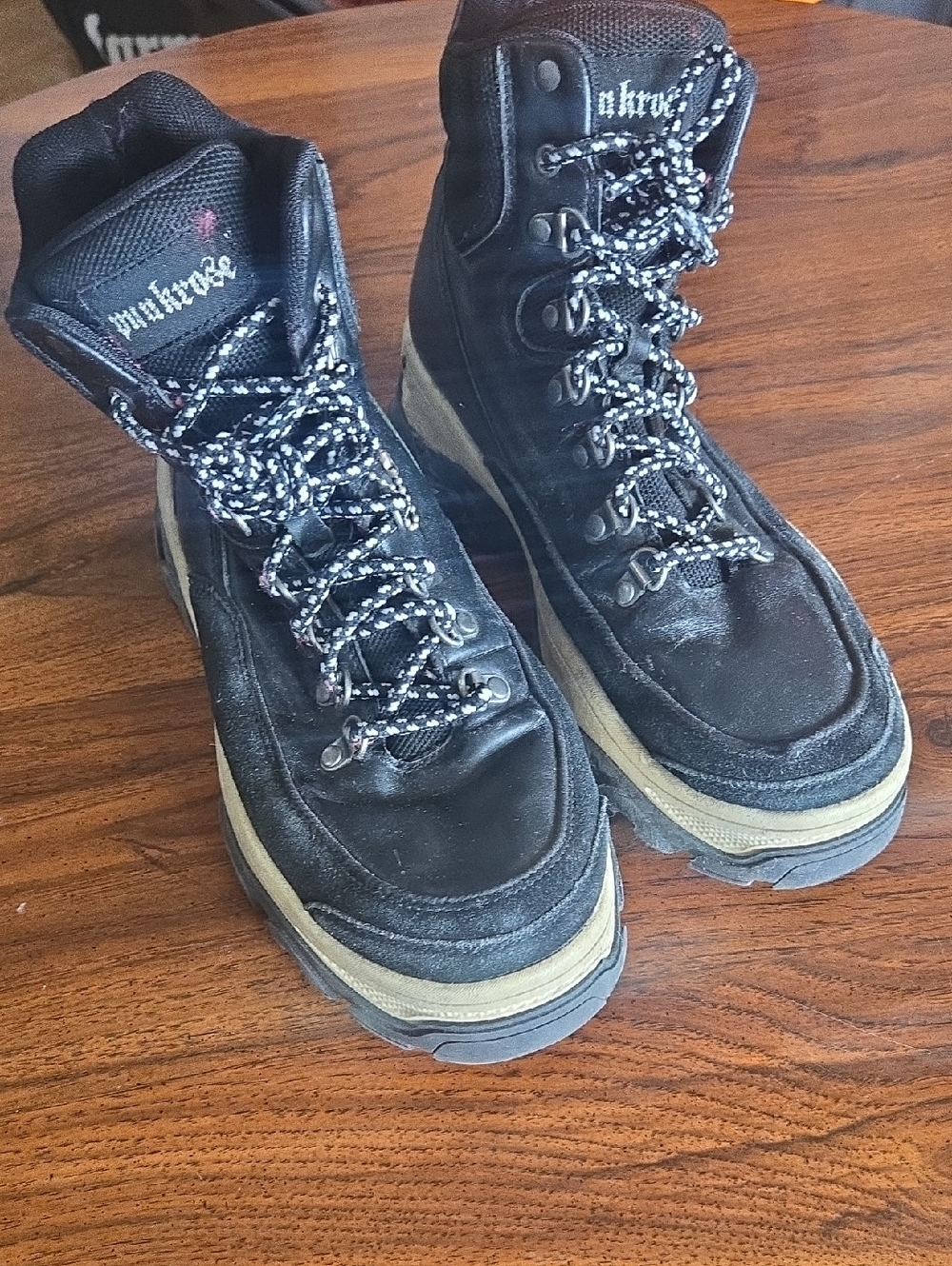 Vtg Women's Black Combat Moto Boots with Chunky Lug Sole